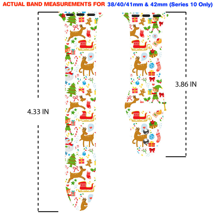 Christmas Themed Silicone Sport Band For Apple Watch  (2 Pack)