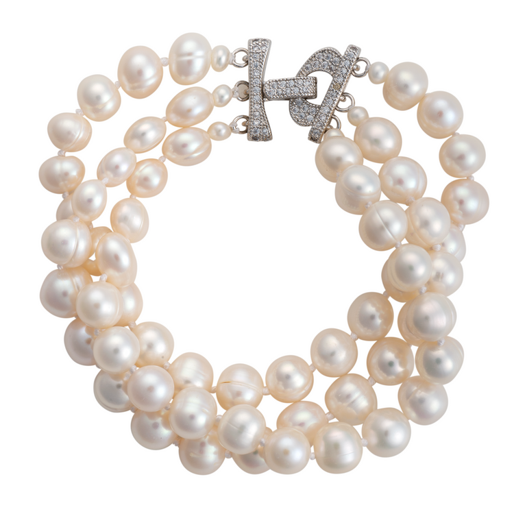 Three Strand Pearl Hook Bracelet