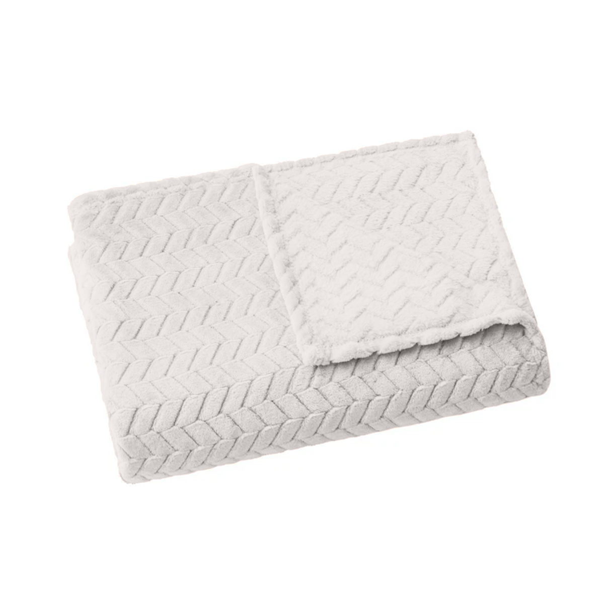 Folded textured blanket on a white background