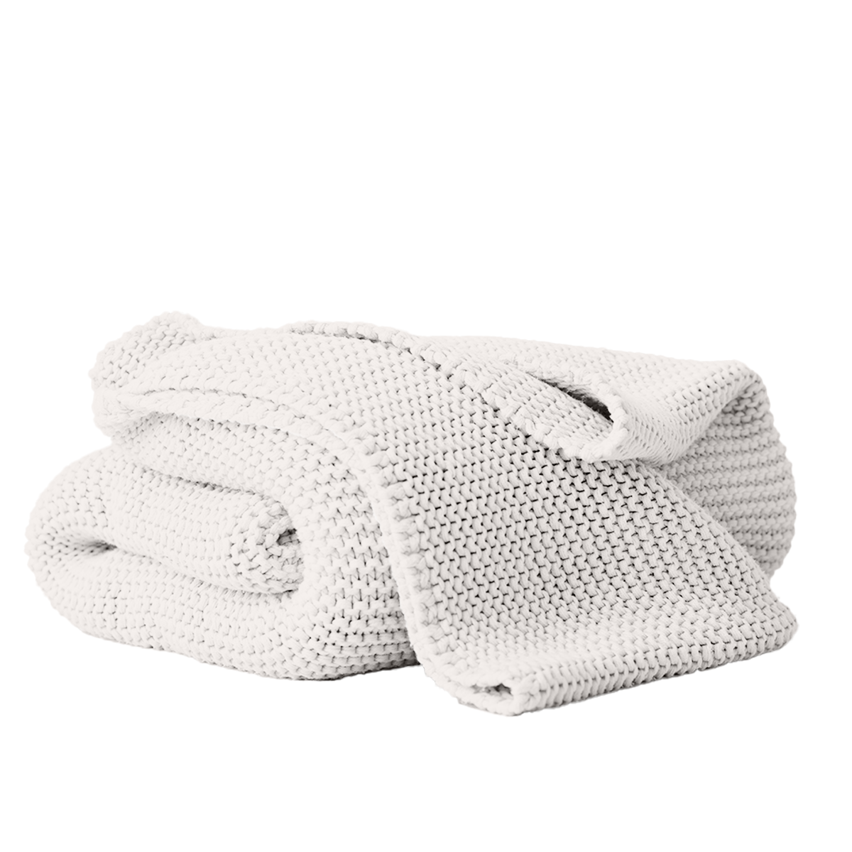 Two white textured towels stacked on a white background