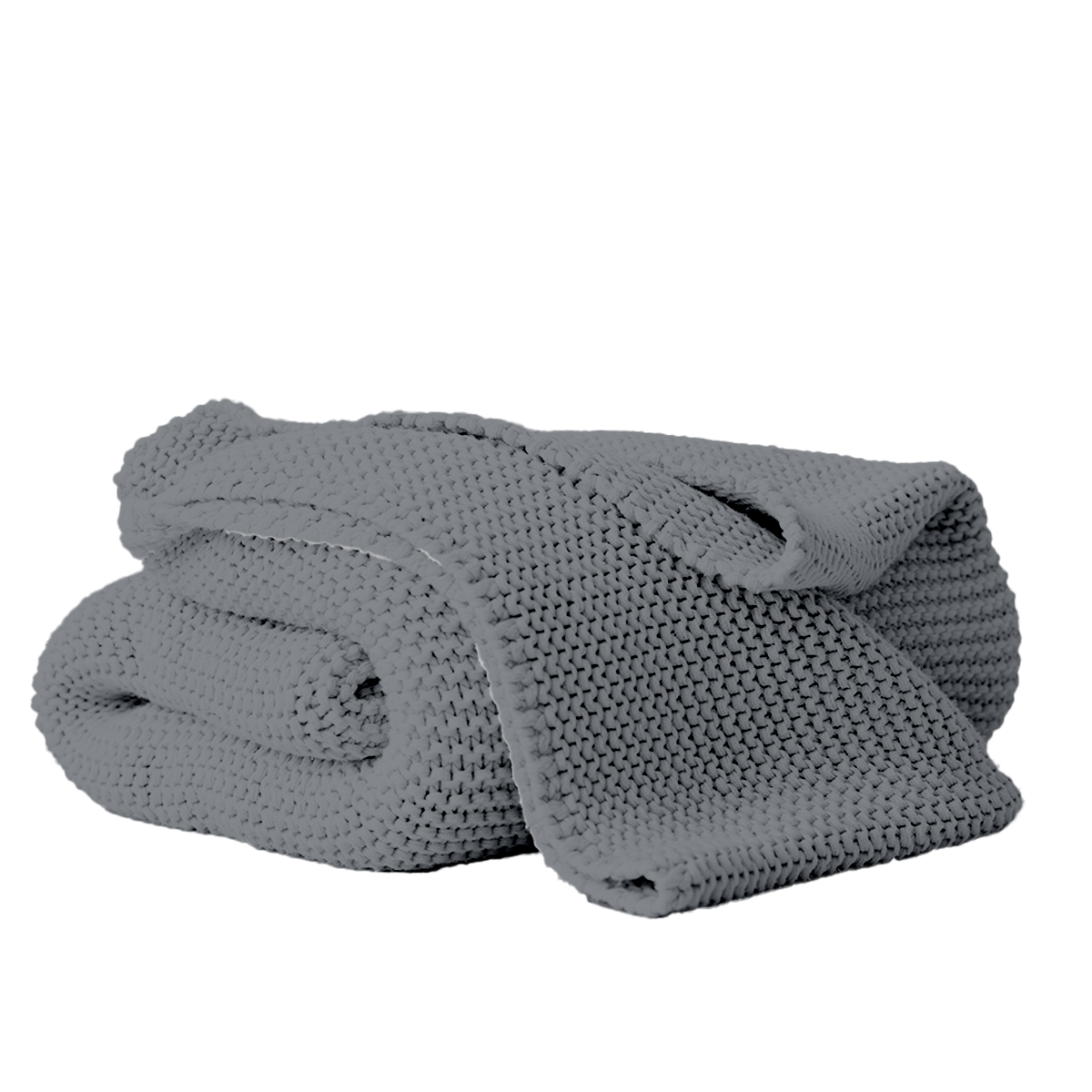 Folded gray towel on a white background