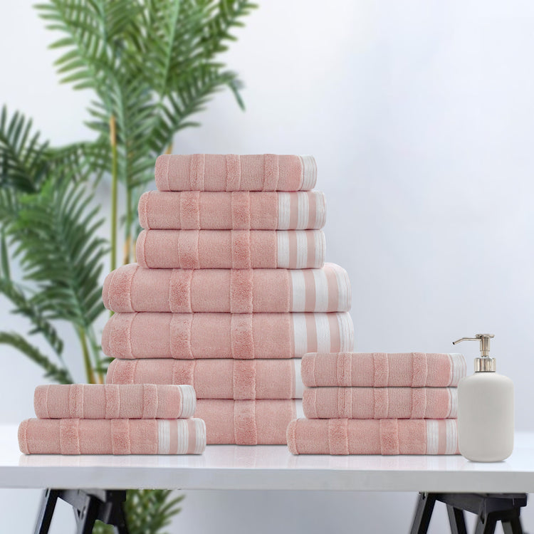 Kathy Ireland 12-Piece Stripe Jacquard Kyoto Towel Set