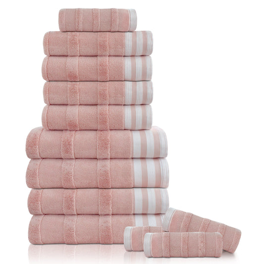 Kathy Ireland 12-Piece Stripe Jacquard Kyoto Towel Set