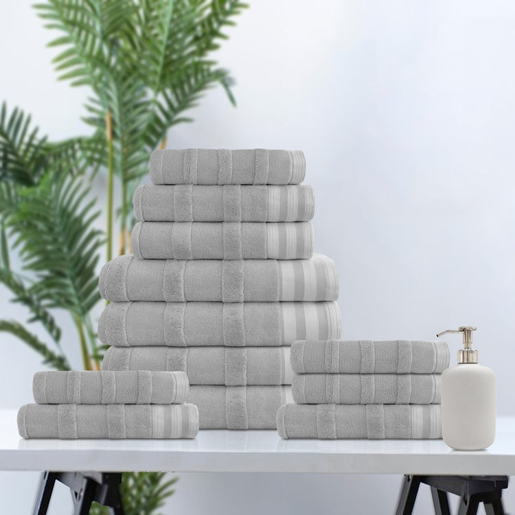 Kathy Ireland 12-Piece Stripe Jacquard Kyoto Towel Set
