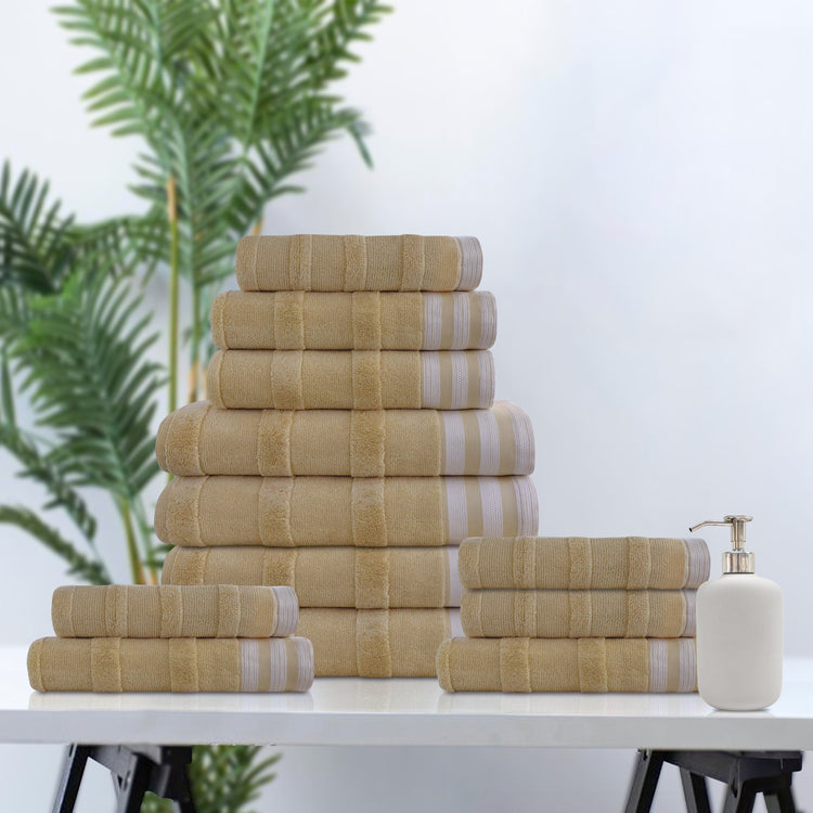 Kathy Ireland 12-Piece Stripe Jacquard Kyoto Towel Set