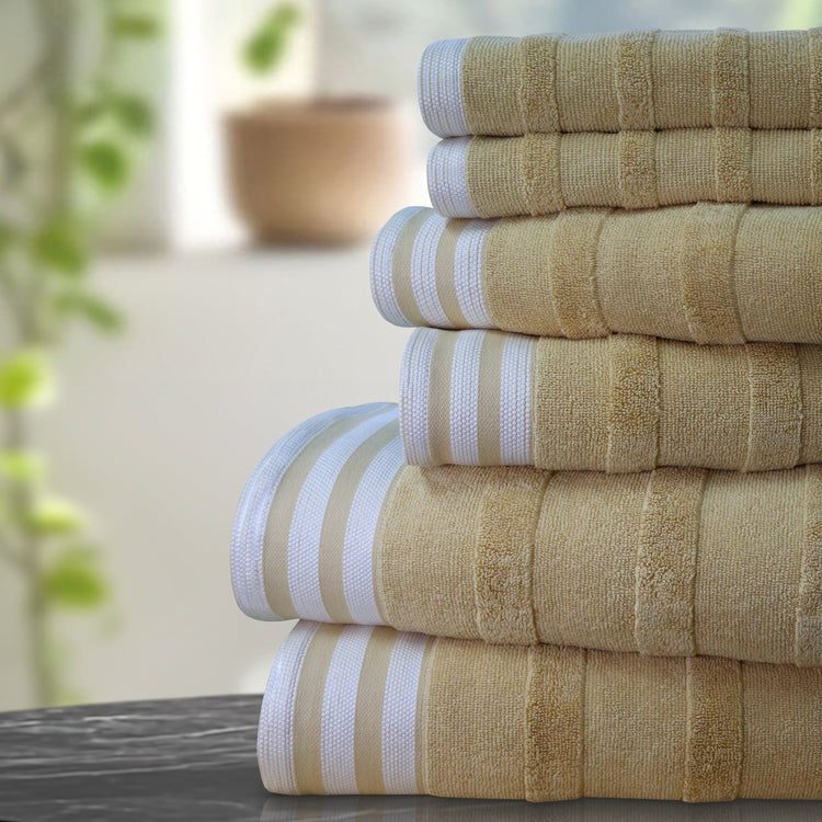 Kathy Ireland 6-Piece Stripe Jacquard Kyoto Towel Set