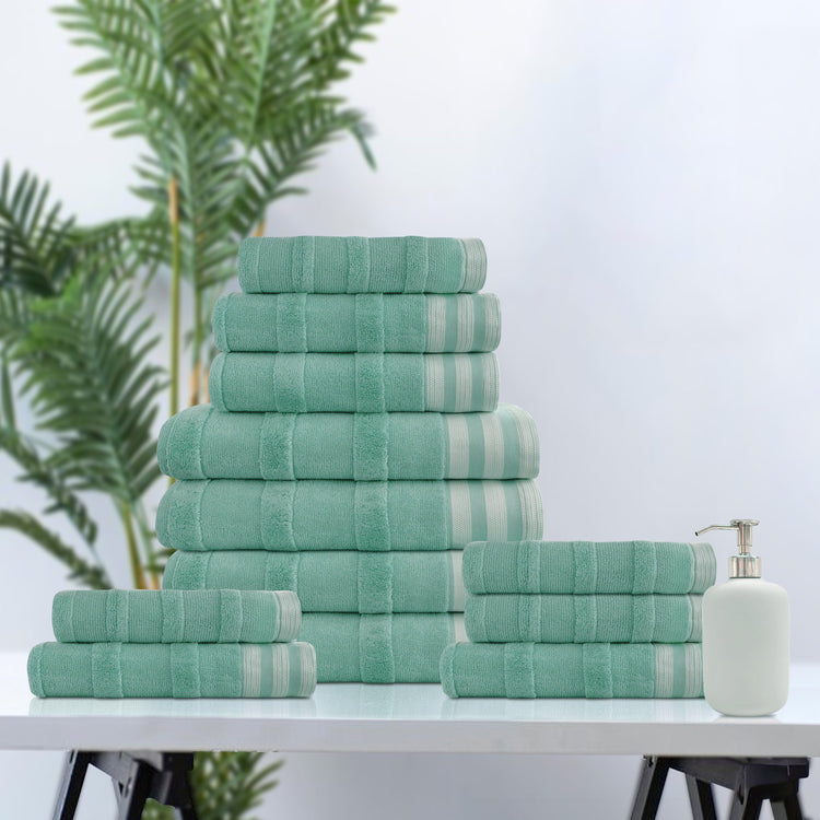 Kathy Ireland 12-Piece Stripe Jacquard Kyoto Towel Set