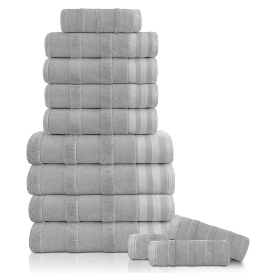 Kathy Ireland 12-Piece Stripe Jacquard Kyoto Towel Set