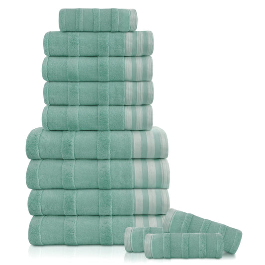 Kathy Ireland 12-Piece Stripe Jacquard Kyoto Towel Set