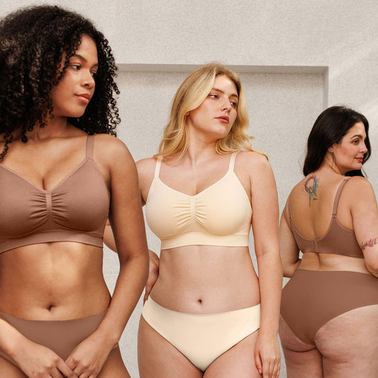 Seamless Comfort Removable Pad Everyday Bra- Slim Strap - Beige