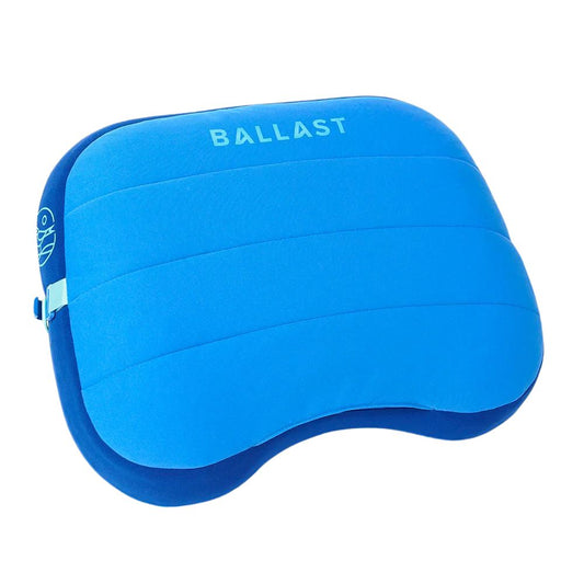 Blue seat cushion with 'BALLAST' branding on a white background