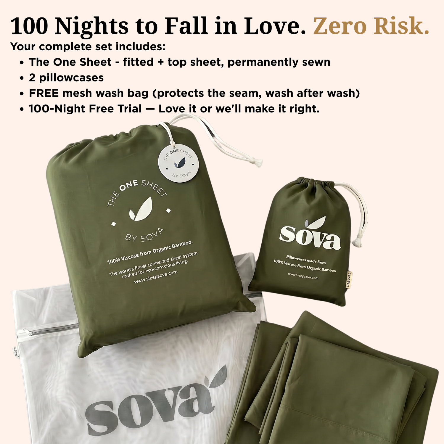 Sova bedding set with packaging on a light background