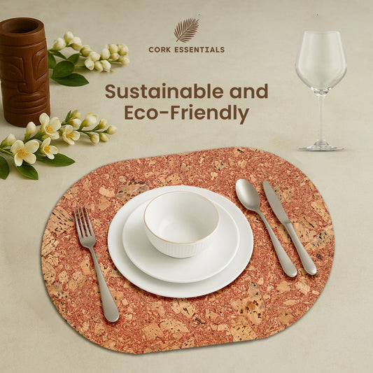 Cork placemat with a natural, earthy pattern on a white background