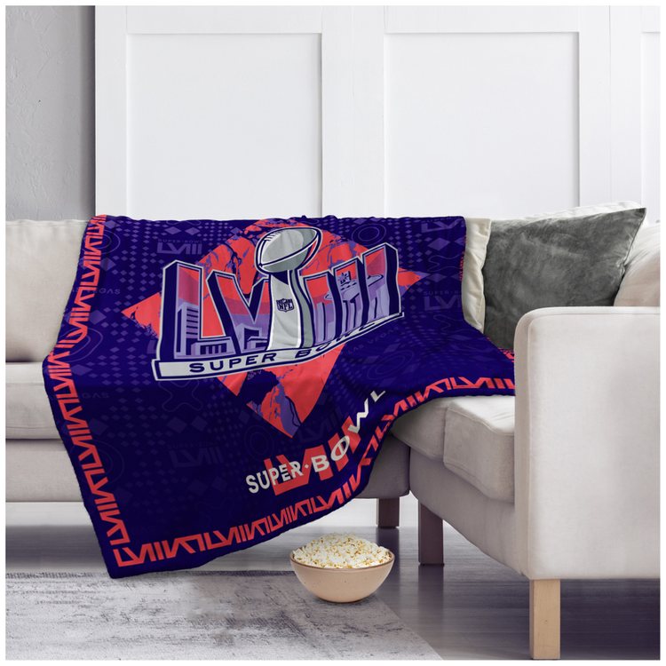 Collector's Superbowl Sherpa Blanket 50 x 60in - Purple and Red