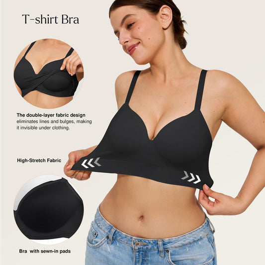 ContourLift™ Wireless Seamless Shaping Push Up Bra - Black