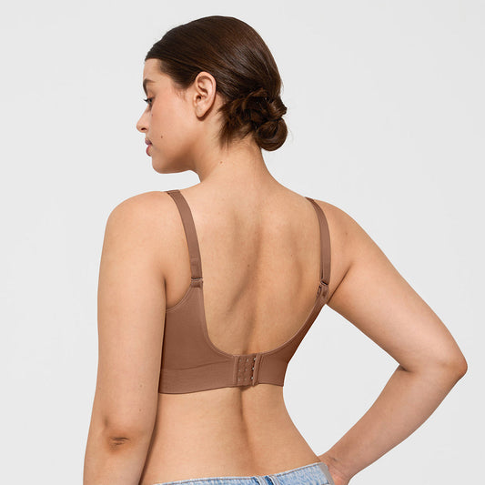 Seamless Comfort Removable Pad Everyday Bra- Slim Strap - Light Brown