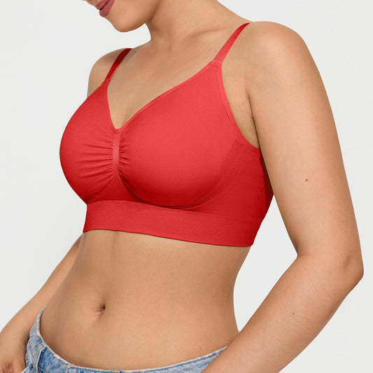 Seamless Comfort Removable Pad Everyday Bra - Red