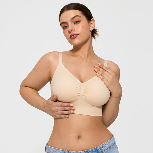 Seamless Comfort Removable Pad Everyday Bra- Slim Strap - Beige