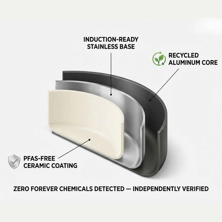 Cross-sectional view of a kitchen tool with labeled features on a white background