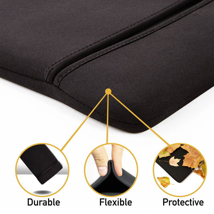 Black mat with durability, flexibility, and protective features highlighted on a white background