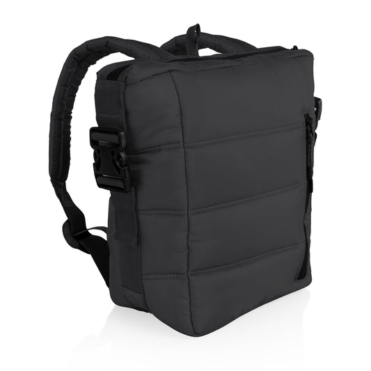 Black backpack on a white background