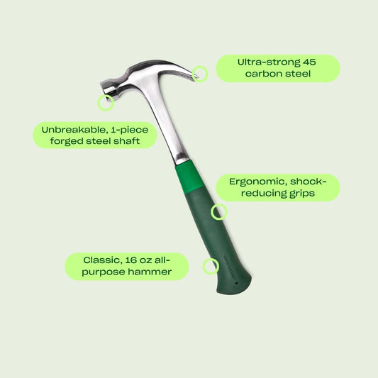 Hanging Tools Bundle: Tool Tote, Hammer, Level, Slip Joint Pliers, Utility Knife