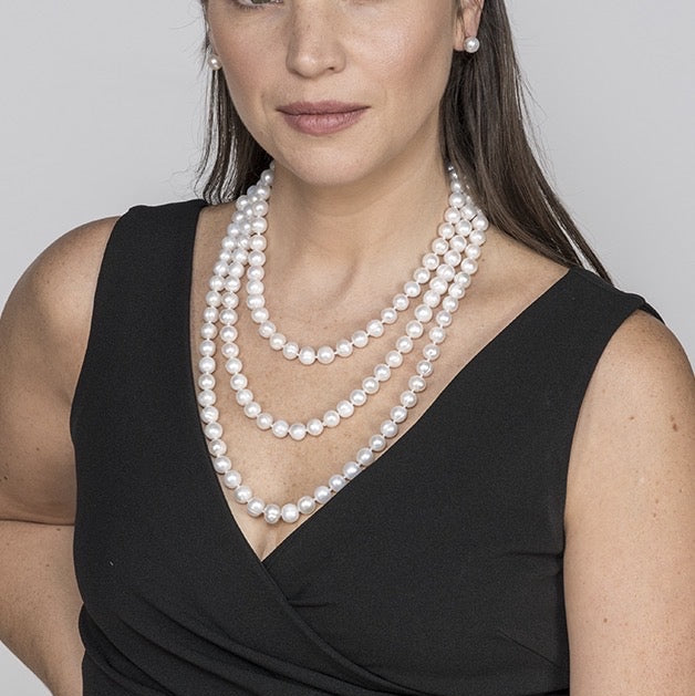 Extra-long perfect pearl necklace