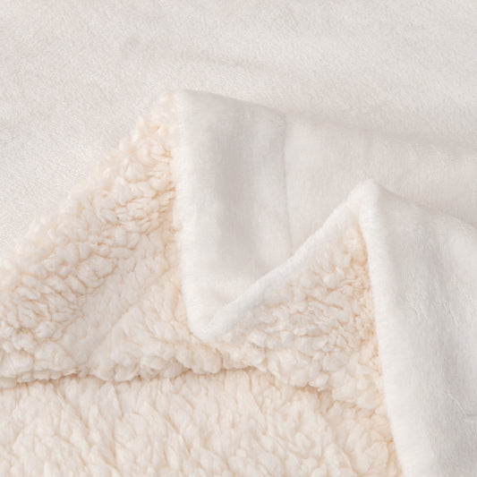 Ultra-Soft Velvet Plush Reversible Sherpa Fleece Blanket - Optic White (Throw)