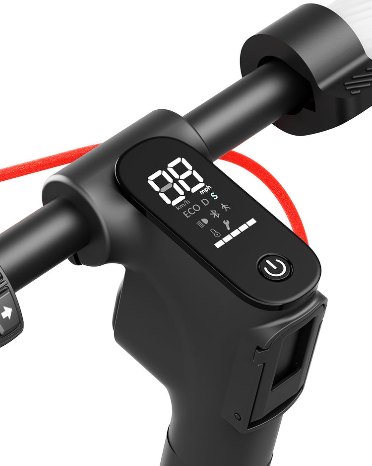 Black bicycle pump with digital display on a white background