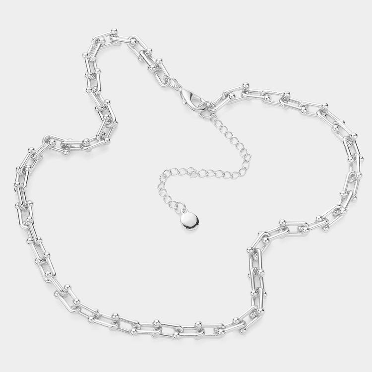 U Link Chain Necklace - White Gold