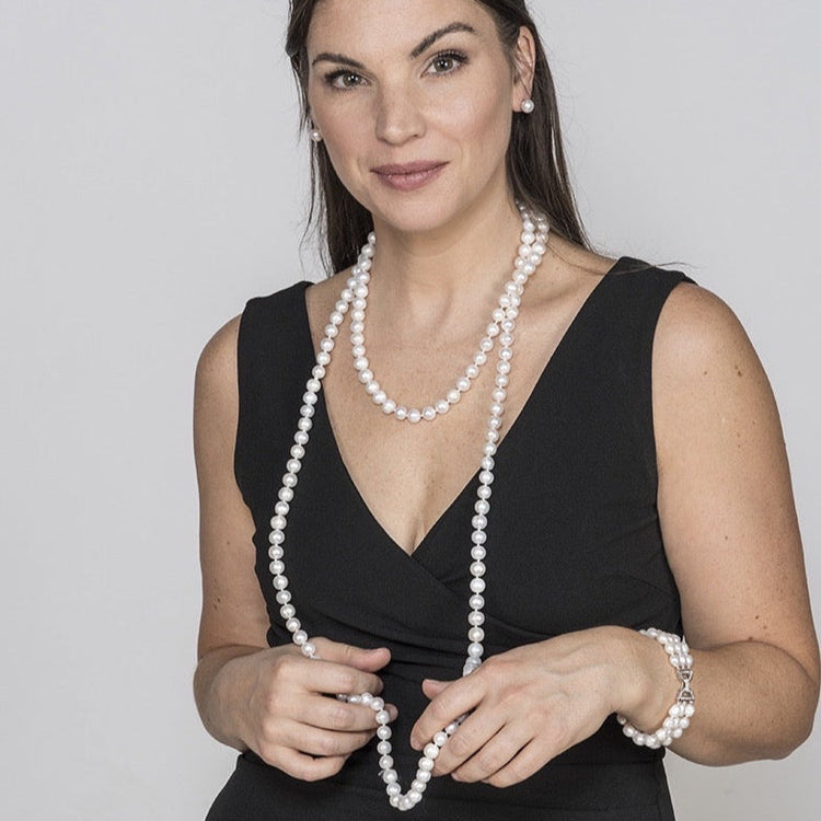 Extra-long perfect pearl necklace