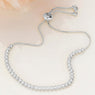 CZ  BEZEL ADJUSTABLE PULL TIE BRACELET - SILVER