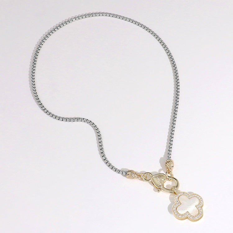 Mother of Pearl Charm on Silver Chain