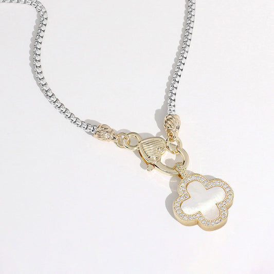 Mother of Pearl Charm on Silver Chain