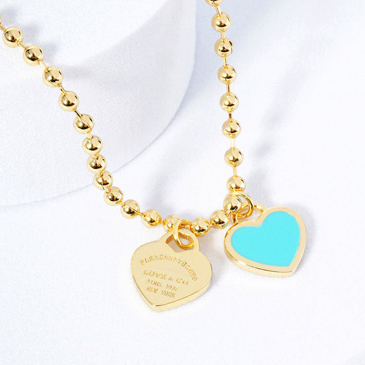 DOUBLE HEARTS ON BALL CHAIN-Gold