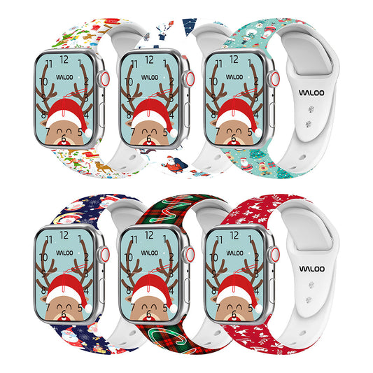 Christmas Themed Silicone Sport Band For Apple Watch  (2 Pack)