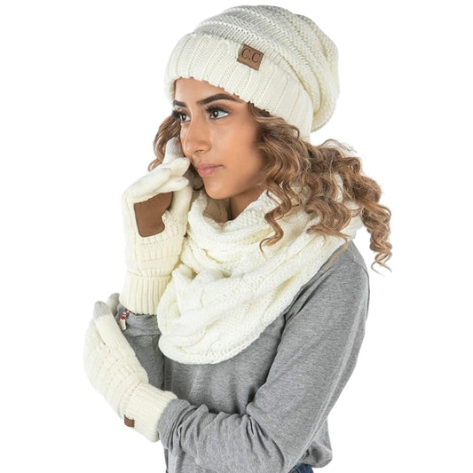 Women's Hat, Glove & Scarf Matching Set