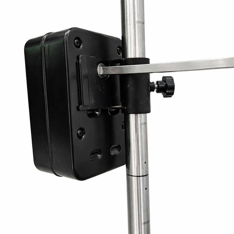 Black adjustable stand mount on a white background