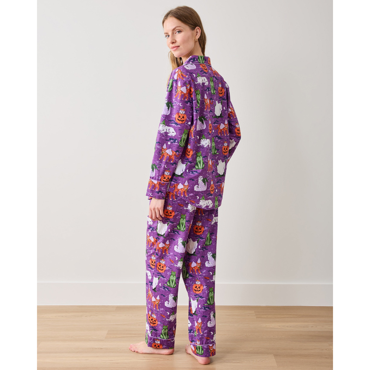 Halloween House Cats - Long PJ Set - Purple Tonic