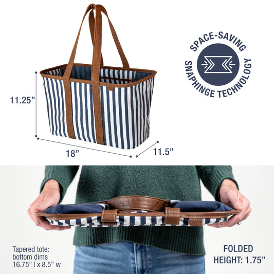 Collapsible LUXE Tote - 30L - Navy Striped