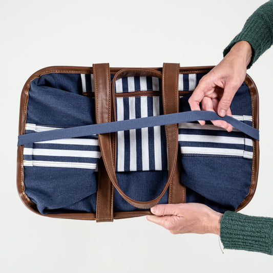 Collapsible LUXE Tote - 30L - Navy Striped