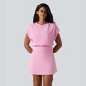 SoftlyZero™ Airy Round Neck Short Sleeve 2-in-1 Cool Touch Mini Yoga Active Dress with Pockets-Easy Peezy Edition - Nosegay