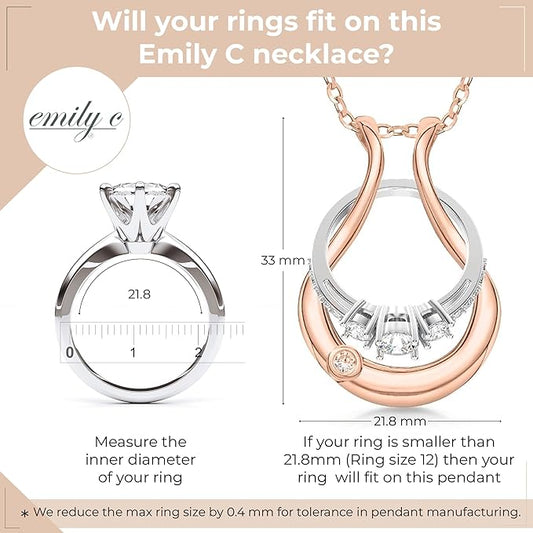 Patented Ring Holder Necklace - .925 Sterling Silver - Rose Gold Plated