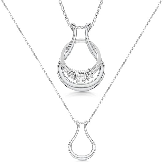Patented Ring Holder Necklace - Stainless Steel - Silver