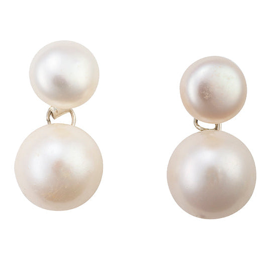Signature double stud pearl earrings