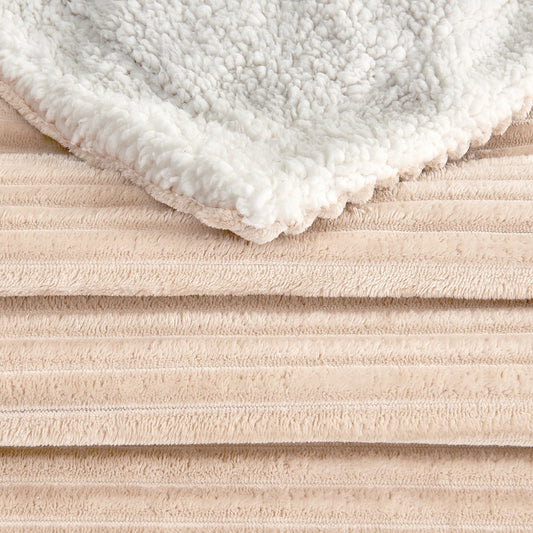 Ultra-Soft Velvet Plush Reversible Sherpa Fleece Blanket - Cappuccino