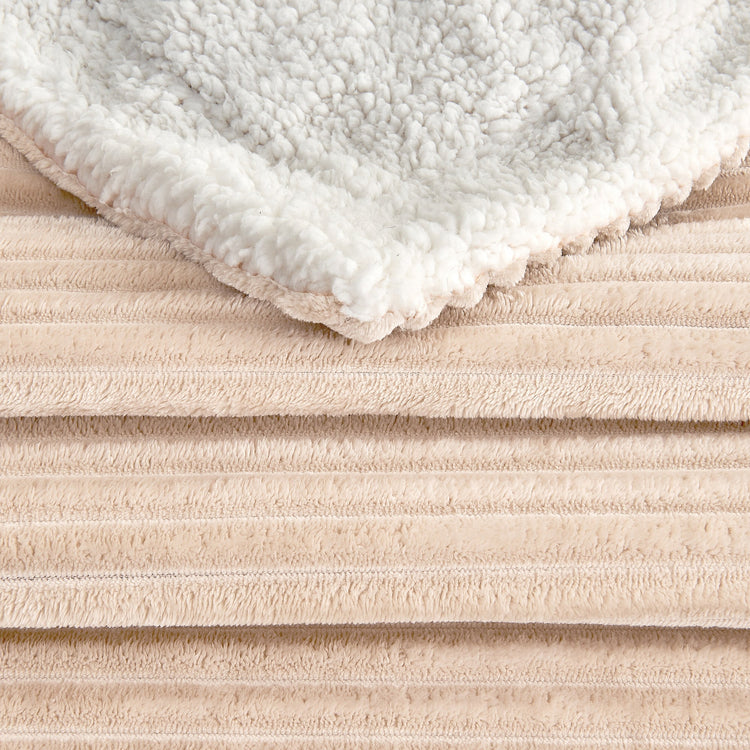 Ultra-Soft Velvet Plush Reversible Sherpa Fleece Blanket - Cappuccino
