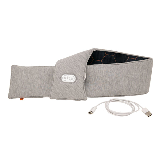 Box of Sharper Image Calming Heat Copper + Charcoal Massaging Neck Wrap on a white background