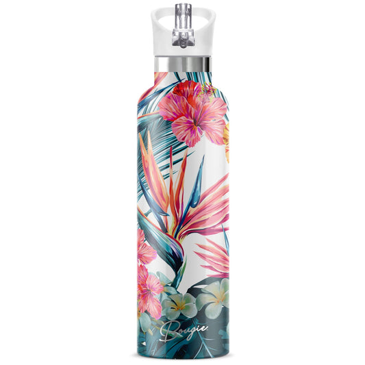 Hibiscus 25 oz Insulated Water Bottle Gift Tube