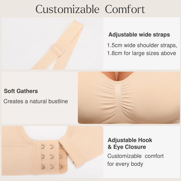 Seamless Comfort Removable Pad Everyday Bra- Slim Strap - Beige